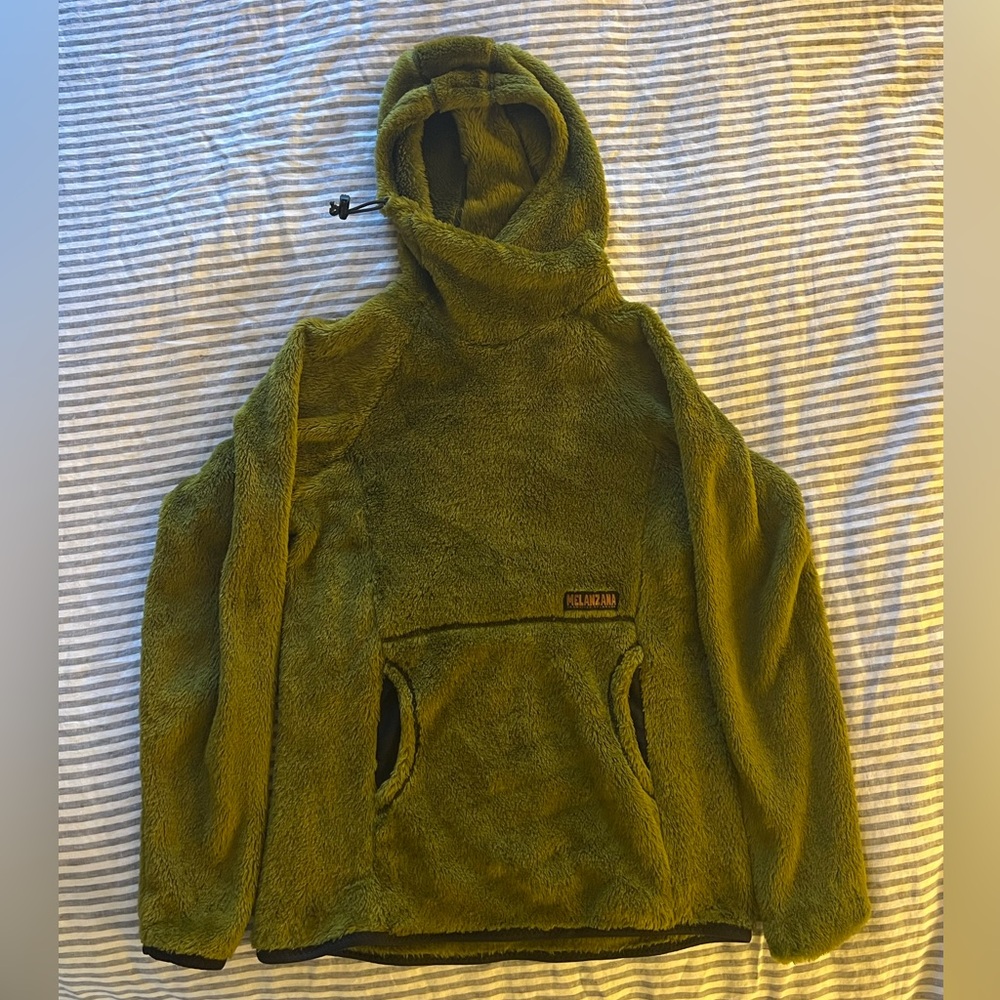 Melanzana Green High Loft Fleece Hoodie Sweatshirt